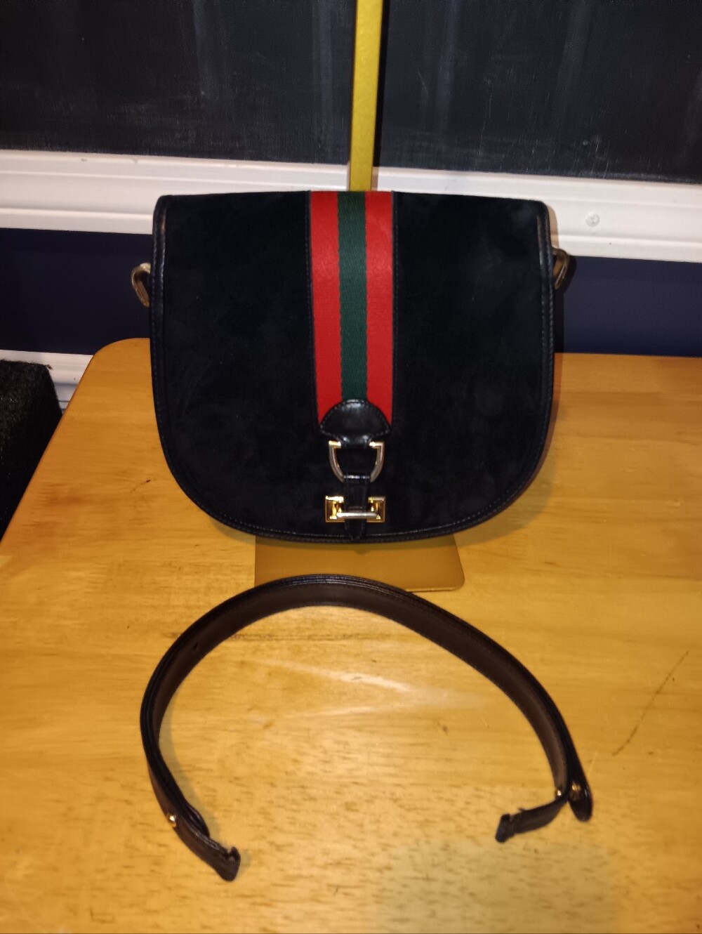 Bally Vintage Suede Web Shouldee Bag